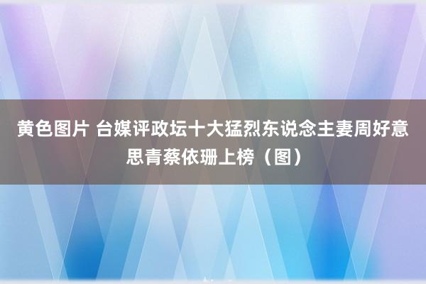 黄色图片 台媒评政坛十大猛烈东说念主妻周好意思青蔡依珊上榜（图）